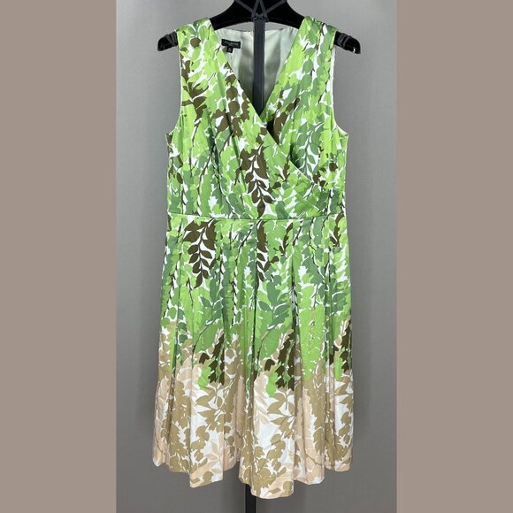 Talbots Dresses & Skirts - NEW Talbots Dress Womens 8 petite green brown floral fit flare preppy